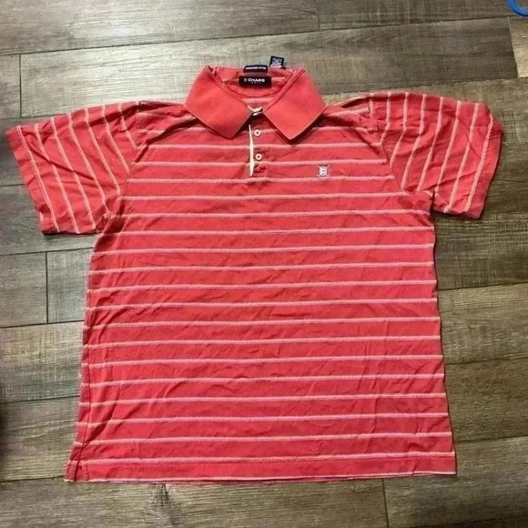 Chaps Golf Polo Shirt Mens XLarge Red Stripes Preppy VINTAGE - Picture 1 of 3